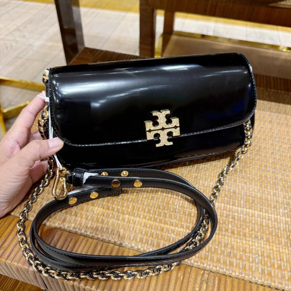 New‼️Tory Burch Britten Smooth Pave Convertible Crossbody 182420 Black $675